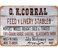 Letrero de metal retro divertido OK Corral -es para el hogar, cueva, garaje, bar, decoración de pared, letrero de metal vintage de 8 x 12 pulgadas