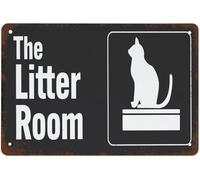 Letrero de metal retro para habitación de arena, divertido letrero de oficina de gato para mascotas y padres de mascotas, decoración de pared vintage para el hogar, cafeterías, oficinas, tiendas,