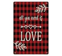 Letrero de metal rústico con texto en inglés "All You Need Is Love", placas artísticas para pared, regalos de San Valentín para marido, esposa, novio, novia, hombre, decoración de cueva, placa de