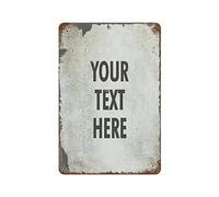Letrero de metal rústico personalizable con texto en inglés «Any Font» con texto en inglés «Your Text Here» para decoración al aire libre, placa de pared de garaje, 11.8 x 7.9 pulgadas