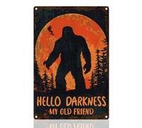 Letrero De Metal Sasquatch Camping Hola Oscuridad Mi Vieja Amiga Vendimia Chapas Metalicas Exquisita Y Hermosa Cartel De Metal para Garaje Aseo Taberna 20X30Cm