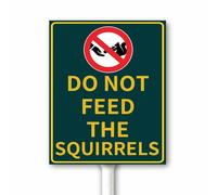 Letrero de metal Squireel con estaca, con texto en inglés "Do Not Feed Squirrels", placa de aluminio resistente para granja, jardín, patio, parque, libre de óxido, resistente a la intemperie, 20 x 30