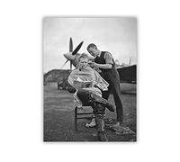 Letrero de metal súper duradero vintage con fotos piloto en blanco y negro, pintura en lienzo de pared, póster de corte de pelo, póster de peluquería para bar, cafetería, garaje, decoración de pared,