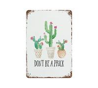 Letrero de metal vintage con cita en inglés "Don't Be A Prick Cactus", motivacional, inspiradora, suculentas, día de San Valentín, divertido letrero de cocina, bar, club, garaje, decoración del hogar