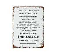 Letrero de metal vintage con cita "I Shall Not Pass This Way Again", regalo de graduación para ella, para él, decoración de pared vintage, letrero de estaño, decoraciones divertidas para el hogar, bar