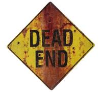 Letrero de metal vintage con diseño de callejón sin salida, con diamantes amarillos y marrones, decoración rústica de pared