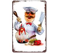 Letrero de metal vintage con diseño de chef sueco, divertido póster de pollo, para decoración de pared, para el hogar, cocina, bar, pub, club, cafetería, sala de estar, restaurante, tienda, oficina
