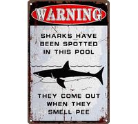 Letrero de metal vintage con reglas de piscina con texto en inglés "No Peeing Swimming Pool Shark Danger", póster decorativo para el hogar, baño, jardín, hombre, cueva, oficina, tienda, letrero de