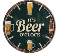 Letrero de metal vintage con texto "Beer O'Clock" de 8 x 8 pulgadas, decoración para hombre, cueva, garaje, arte de pared al aire libre, hogar, bar, club, acento único para el hogar, regalo ideal para