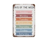 Letrero de metal vintage con texto "Days of the Week" para el aula de los niños, pub, club, cafetería, bar, hogar, decoración de pared, póster retro de 20 x 30 cm