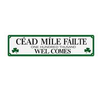 Letrero de metal vintage con texto en inglés "A Hundred Thousand Welcomes Irish Welcomes" para decoración de pared para el hogar, bar, jardín, 10,2 x 40,6 cm