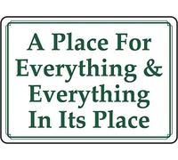Letrero de metal vintage con texto en inglés "A Place For Everything & Everything In Its Place", letrero de aluminio para decoración de pared del hogar, cafetería, bar, 8 x 12 pulgadas