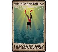 Letrero de metal vintage con texto en inglés "Afroamericano Into The Ocean I Go to Lose My Mind and Find My Soul Halloween Friend", regalo de cumpleaños, cueva para hombre, cueva, dormitorio, bar
