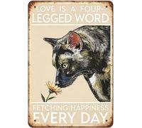 Letrero de metal vintage con texto en inglés "Angels Don't Always Have Wings Sometimes They Have Whiskers", 20.3 x 30.5 cm, retro amante de los gatos, placa floral rústica para el hogar, dormitorio