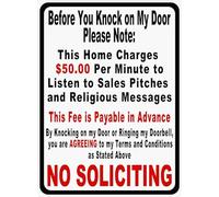 Letrero de metal vintage con texto en inglés "Before You Knock On My Door" con texto en inglés "No Soliciting", retro, a la moda, elegante, divertido, para garaje, cueva, 20,3 x 30,5 cm