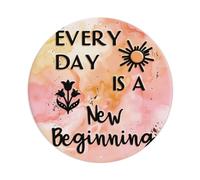 Letrero de metal vintage con texto en inglés "Every Day Is A New Begining" para jardín, dormitorio, cafetería, bar, cueva de hombre, decoración de pared, póster de metal de 8 x 8 pulgadas