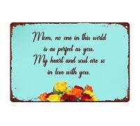 Letrero de metal vintage con texto en inglés "Happy Mother's Day Art" para decoración de jardín, placa de pared con texto en inglés "Mom.No One In This World Is As Perfect As You", para el hogar