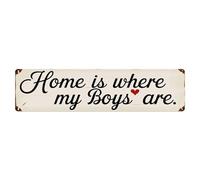 Letrero de metal vintage con texto en inglés "Home Is Where My Boys Are House", para decoración de pared, para el hogar, bar, jardín, 4 x 16 pulgadas