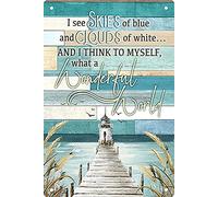 Letrero de metal vintage con texto en inglés "I See Skies of Blue Beach Print" para decoración del hogar, bar, tienda, café, regalo, 14 x 20 cm
