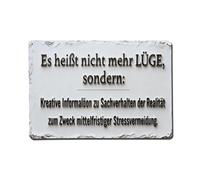 Letrero de metal vintage con texto en inglés "It Is No longer Called A Lie But Creative Information About Real Events" para el hogar, bar, jardín, decoración de pared interior y exterior, póster de