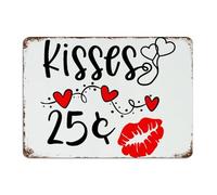 Letrero de metal vintage con texto en inglés "Kisses 25 Cent" para decoración del hogar, letreros de aluminio para restaurantes, oficina, cabaña, póster artístico, regalo para dormitorio, 10 x 14