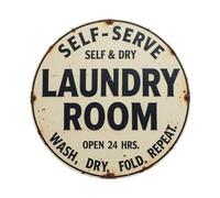 Letrero de metal vintage con texto en inglés "Laundry Room Self-Service & Dry Clean Only" para decoración de pared para el hogar, bar, jardín, 8 x 8 pulgadas