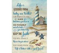 Letrero de metal vintage con texto en inglés "Life Lessons From Baby Sea Turtles" para decoración de pared para el hogar, sala de estar, dormitorio, salón, cocina, 30,5 x 40,6 cm