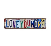 Letrero de metal vintage con texto en inglés «Love You More», placa de lata rústica de 4 x 16 pulgadas, decoración de pared vintage para cocina, bar, dormitorio y arte sobre la puerta (A)