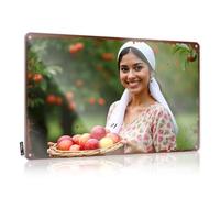 Letrero de metal vintage con texto en inglés "Man Cabe Decor A Woman Smiling With A Basket Of Fresh Apples In An Orchard" (30 x 40 cm)