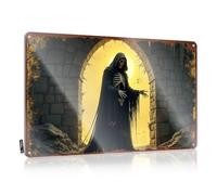 Letrero de metal vintage con texto en inglés "Man Cabe Decor Silent Guardian: The Grim Reaper in Ancient Ruins" (20 x 30 cm)