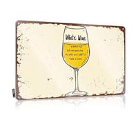 Letrero de metal vintage con texto en inglés "Man Cave Bar White Wine: I Wanted Red, But Everyone Else My White And I Didn'T Fit In". Letreros de metal vintage para la cueva del hombre (30 x 40 cm)