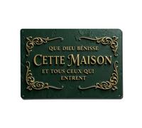 Letrero de metal vintage con texto en inglés "May God Bless This House And All Who Enter" para decoración de pared interior y exterior, póster de metal retro de 8 x 12 pulgadas