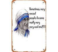 Letrero de metal vintage con texto en inglés "Mother Teresa inspirador" para camiseta de 30,5 x 20,3 cm
