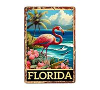 Letrero de metal vintage con texto en inglés "Once Upon A Time I Picked Up A Flamingo Hawaii Florida And The Rest Is History" Retro Metal Wall Art Really Love Flamingo Decor Gift For Home Coffee Wall