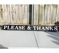 Letrero de metal vintage con texto en inglés "Please and Thank You" de 40,6 x 10,16 cm, para garaje, bar, bar, familia, hombre, cueva, decoración de pared