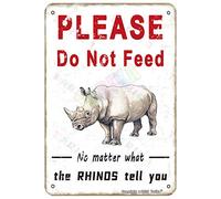 Letrero de metal vintage con texto en inglés "Please Do Not Feed The Rhinos" para el hogar, al aire libre, club, granja, bares, pubs, decoración de pared, 12 x 8 pulgadas