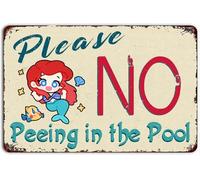Letrero de metal vintage con texto en inglés "Please No Peeing In The Poing", decoración de pared para piscina al aire libre, 8 x 12 pulgadas, retro