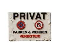 Letrero de metal vintage con texto en inglés "Private Parking No U-Turn Estacionamiento privado" para decoración de pared interior y exterior, póster de metal retro de 8 x 12 pulgadas