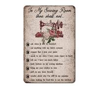 Letrero de metal vintage con texto en inglés "Rust In My Sewing Room Thou Shalt Not Street Sign" para sala de costura, cartel de estaño, letrero vintage de cueva de hombre de 8 x 12 pulgadas, arte de