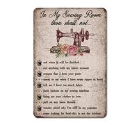 Letrero de metal vintage con texto en inglés "Rust In My Sewing Room Thou Shalt Not Tin Sign" para sala de coser, cartel retro de 20 x 30 cm, decoración de pared de metal, dormitorio, sala de estar