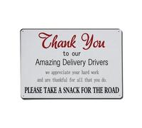 Letrero de metal vintage con texto en inglés "Thank You To Our Amazing Delivery Drivers Please Take A Snack For The Road" para cafetería, bar, pub, decoración de pared del hogar, póster de metal de 8