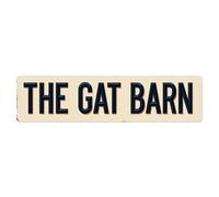 Letrero de metal vintage con texto en inglés "The Gat Barn", para decoración de pared, para el hogar, bar, jardín, 10,2 x 40,6 cm