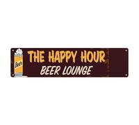 Letrero de metal vintage con texto en inglés "The Happy Hour" con vidrio y espuma, para decoración de pared, para el hogar, bar, jardín, 10,2 x 40,6 cm