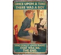 Letrero de metal vintage con texto en inglés "There was a boy who really loved piano it was me", letrero de metal de aluminio, para decoración de pared, bar, cafetería, pintura de hierro, 12 x 16