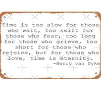 Letrero de metal vintage con texto en inglés "Time is too slow for those who wait", de Henry van Dyke, 30,5 x 20,3 cm