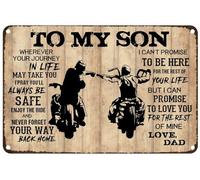 Letrero de metal vintage con texto en inglés «To My Son Wherever Your Journey In Life May Take You» para decoración de pared, regalos divertidos para el hogar, cocina, garaje, baño, granja, jardín