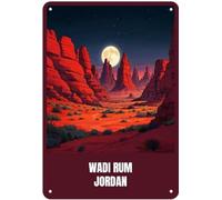 Letrero de metal vintage con texto en inglés "Wadi Rum, Jordan", decoración de pared retro para el hogar, cafetería, bar, divertido letrero de aluminio, 12 x 16 pulgadas