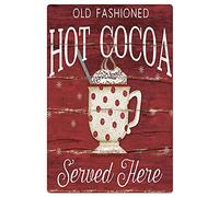 Letrero de metal vintage con texto "Hot Cocoa Milkshake Poster Merry Christmas" de aluminio para el hogar cocina bar decoración de pared 8x12 pulgadas