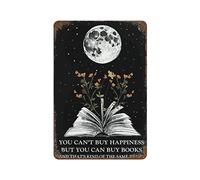 Letrero de metal vintage de 30,5 x 20,3 cm con texto en inglés "You Can't Buy Happiness But You Can Buy Bookish Gifts Classroom Home Decor Funny Novelty Kitchen Bar, Club, Garage Garden Farm Wall Art