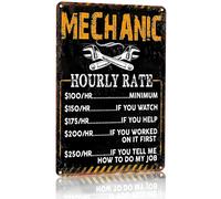 Letrero de metal vintage de Bestylez, divertido letrero de taller mec nico, con tarifa por hora, para decoraci n de pared de taller o garaje, 30